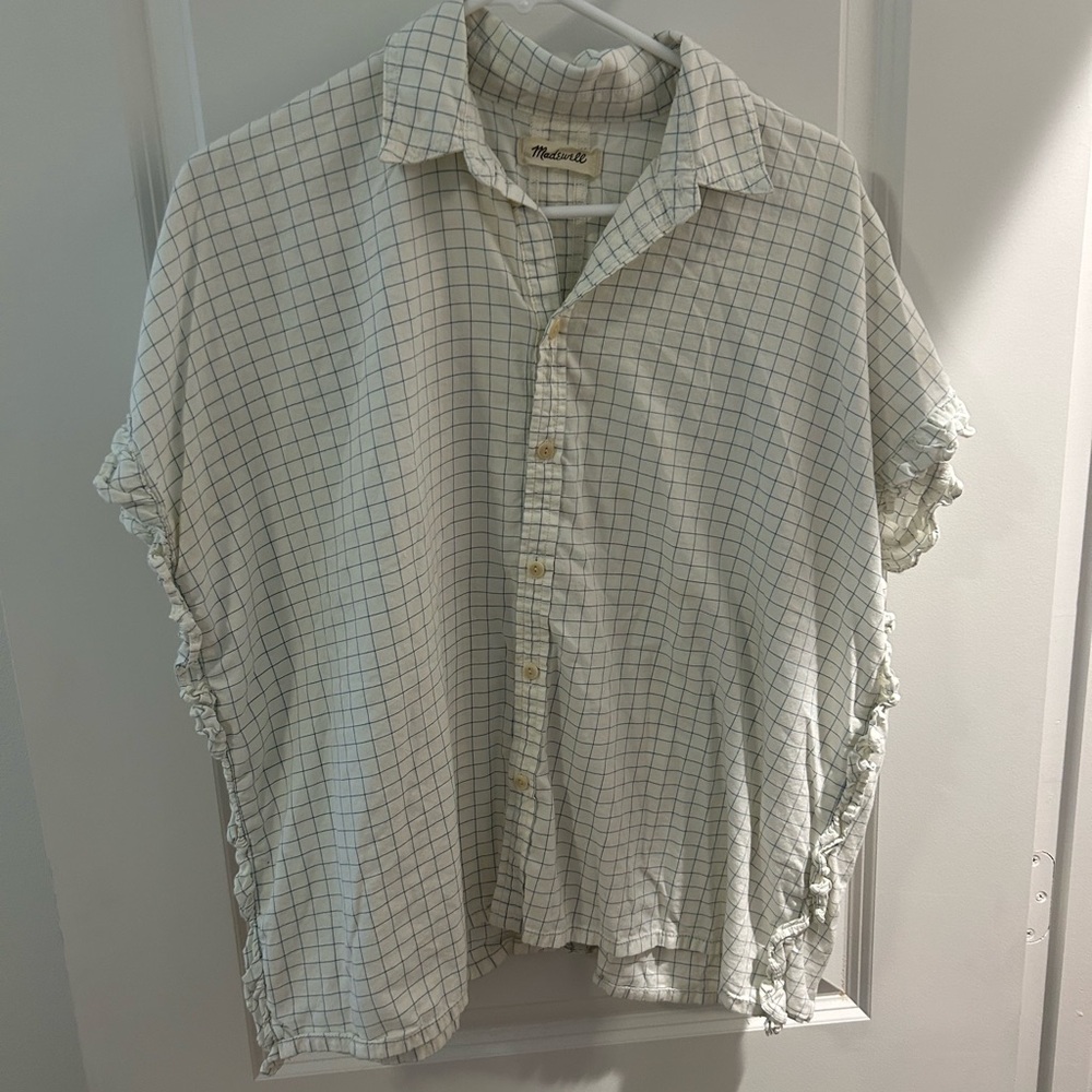 Madewell white and blue Grid Button-Down Shirt